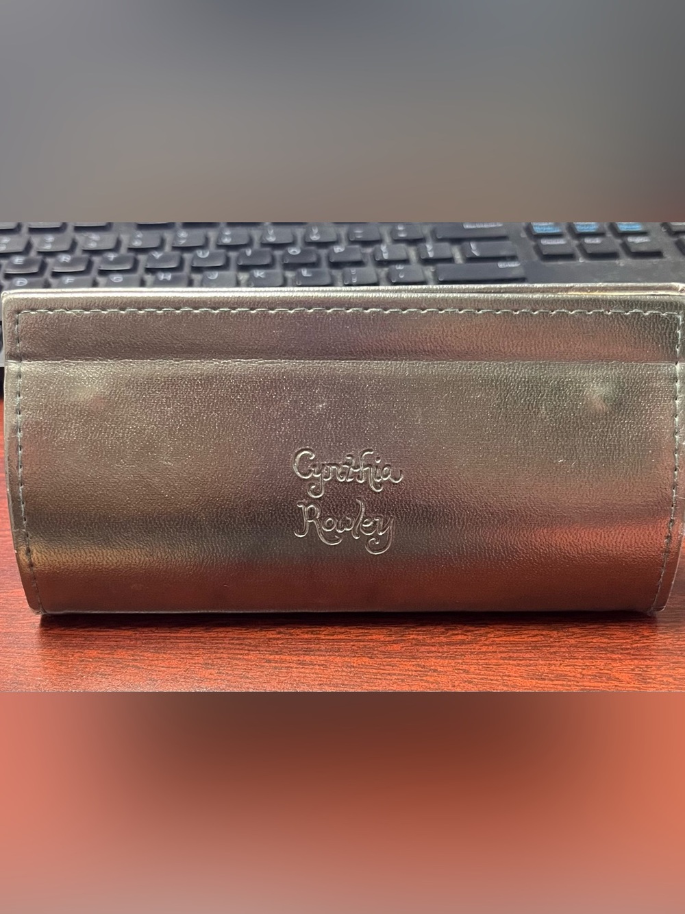 Cynthia Rowley Gunmetal & Purple  Leather Women's Eyeglasses Case